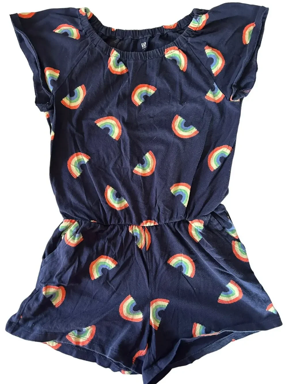 Gap Blue Rainbow Romper large 10-12